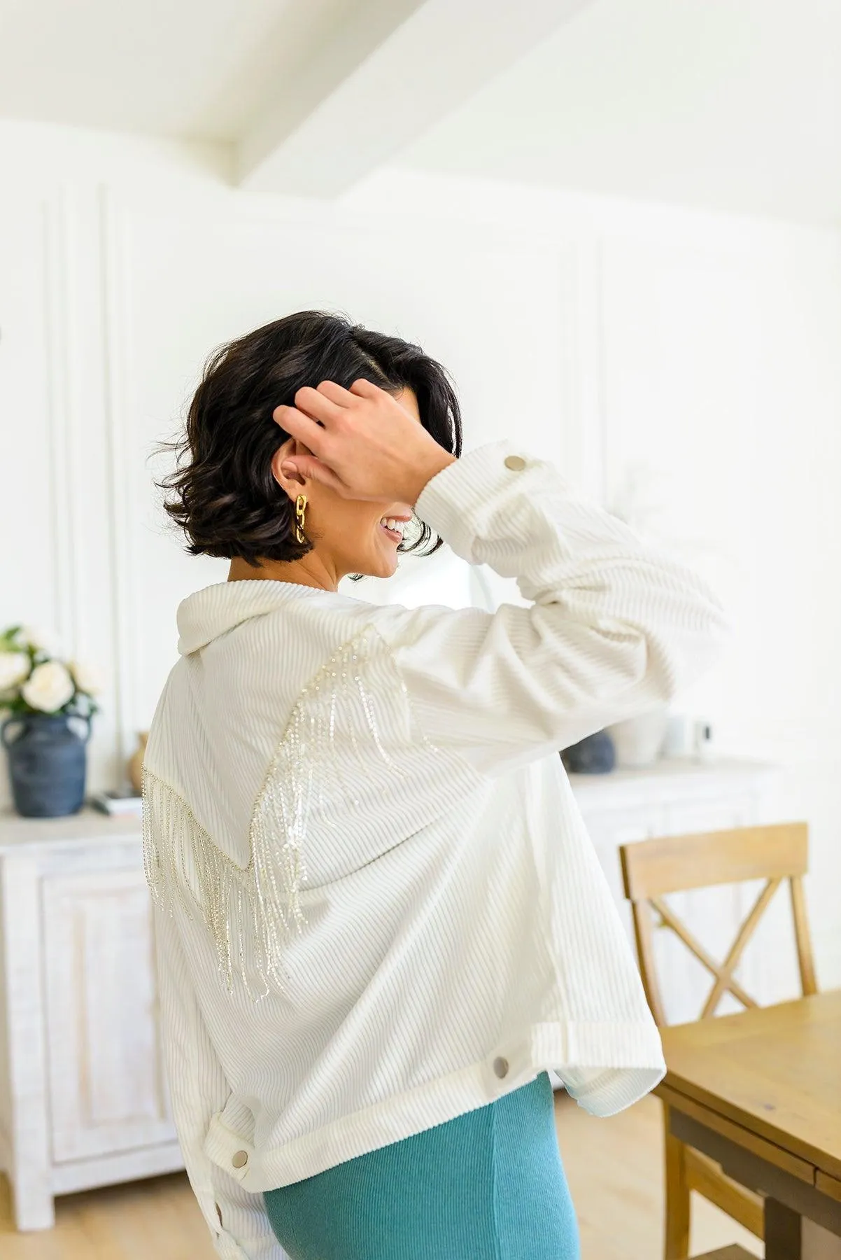 Hazel Blues® | Loretta Rhinestone Fringe Jacket