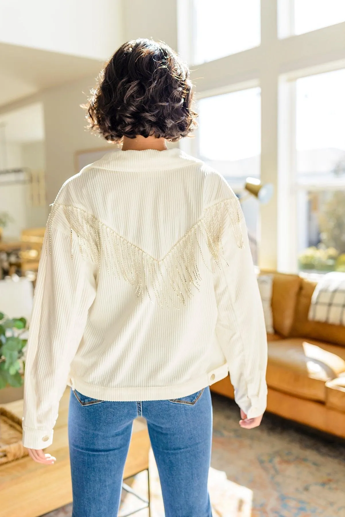Hazel Blues® | Loretta Rhinestone Fringe Jacket