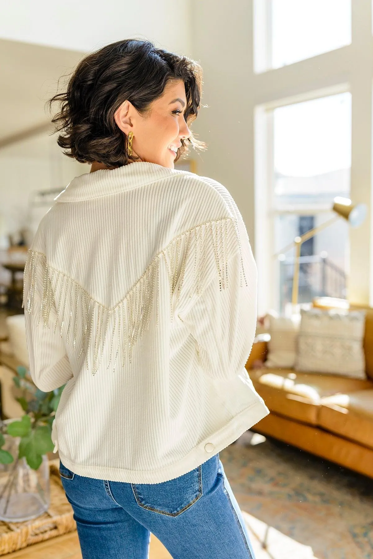 Hazel Blues® | Loretta Rhinestone Fringe Jacket