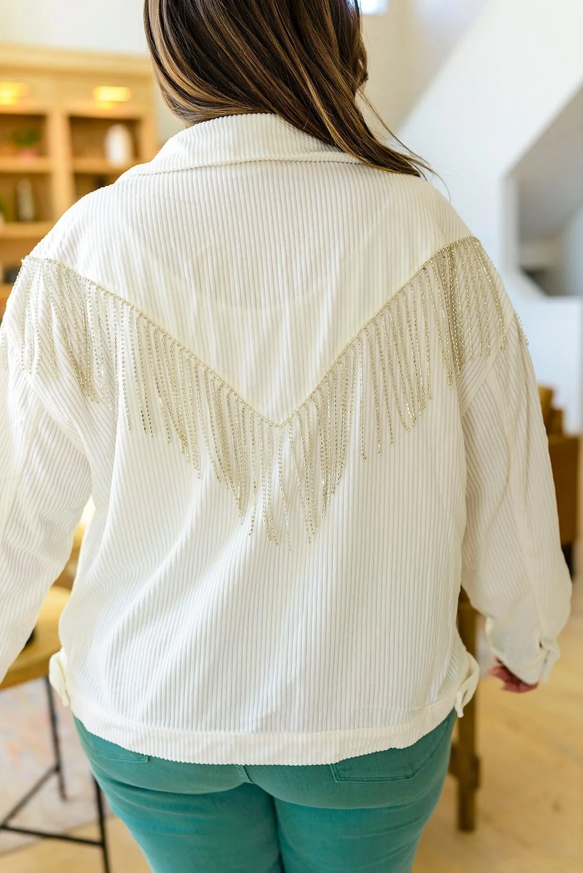 Hazel Blues® | Loretta Rhinestone Fringe Jacket