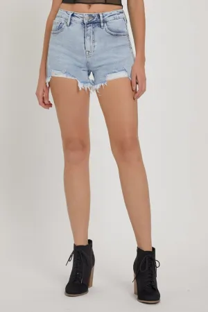 Hazel Blues® |  RISEN High Rise Rhinestone Strap Embellished Denim Shorts