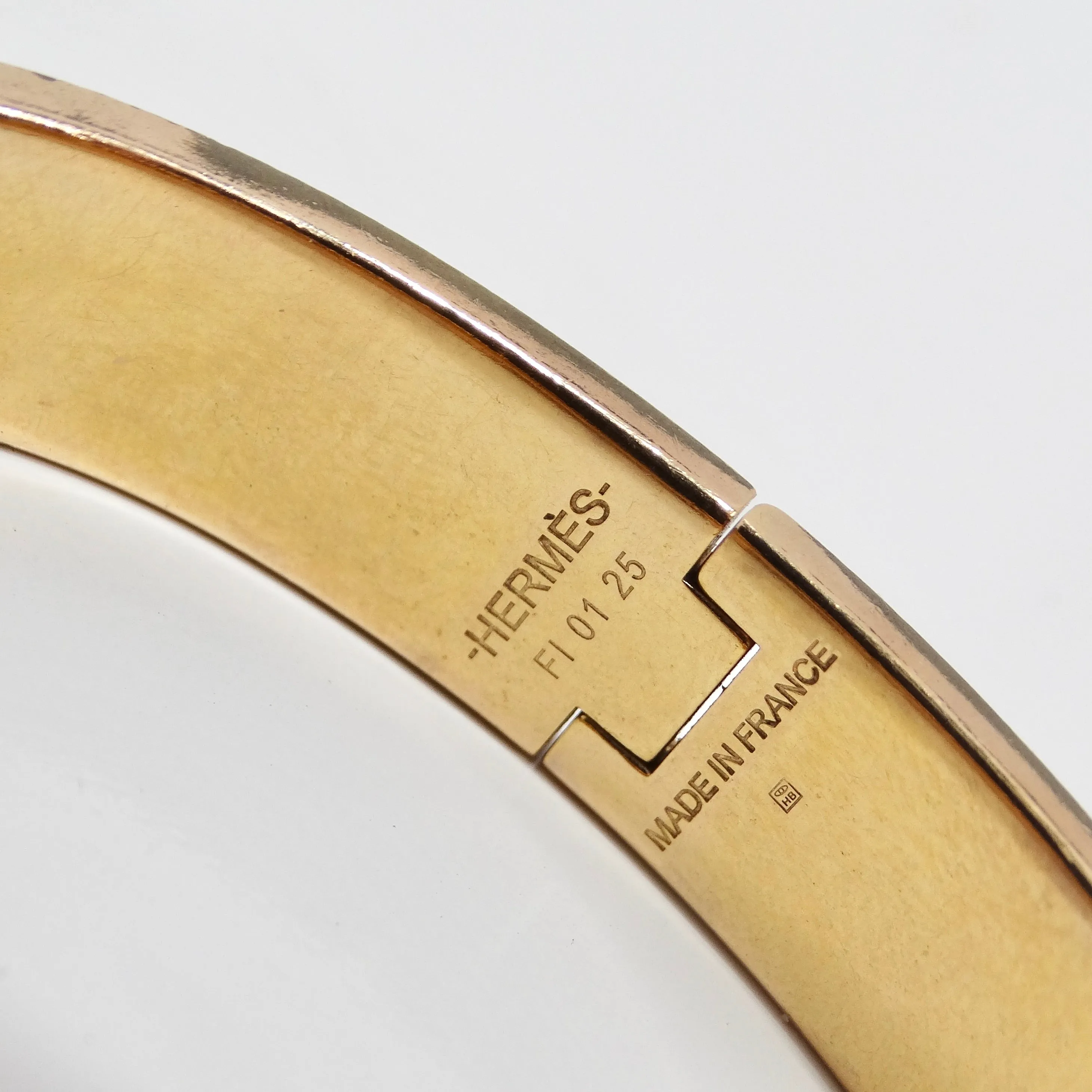 Hermes Clic Clac Narrow H Bracelet White Ename