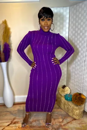 HIGH NECK RHINESTONE DRESS