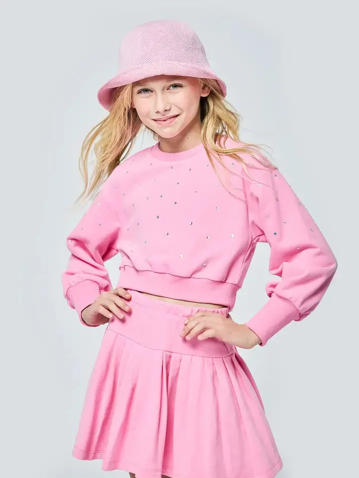 Hot Pink Rhinestone Trimmed Sweatshirt..