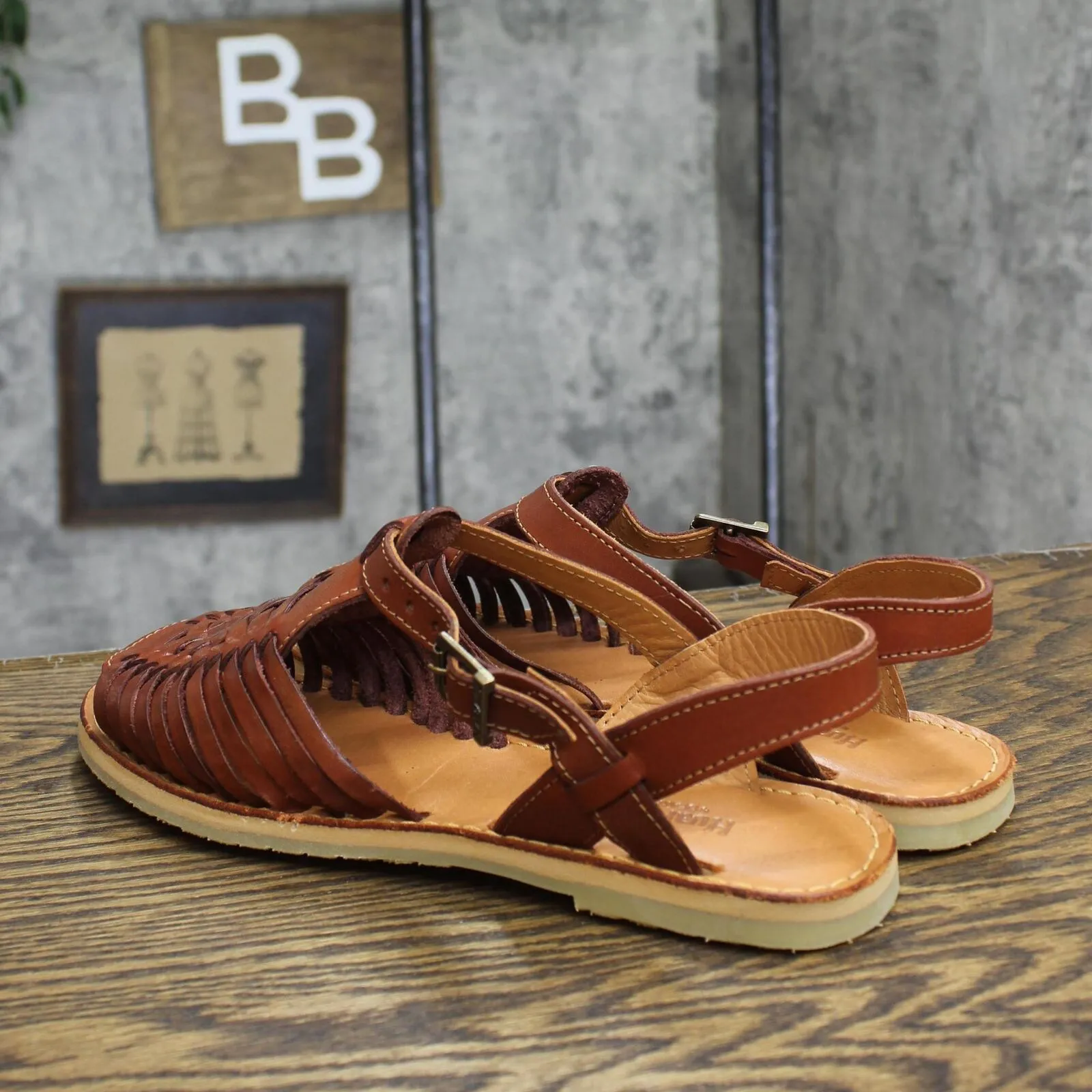 Huaraches by Bearpaw Gloria Womens Leather Slingback Sandals Saddle Brown 10M