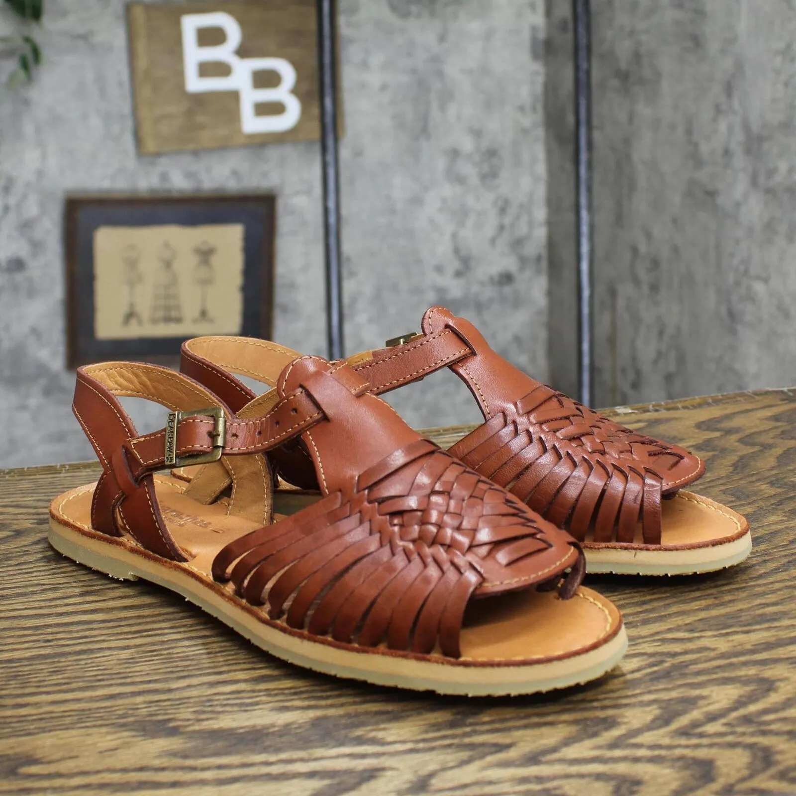 Huaraches by Bearpaw Gloria Womens Leather Slingback Sandals Saddle Brown 10M
