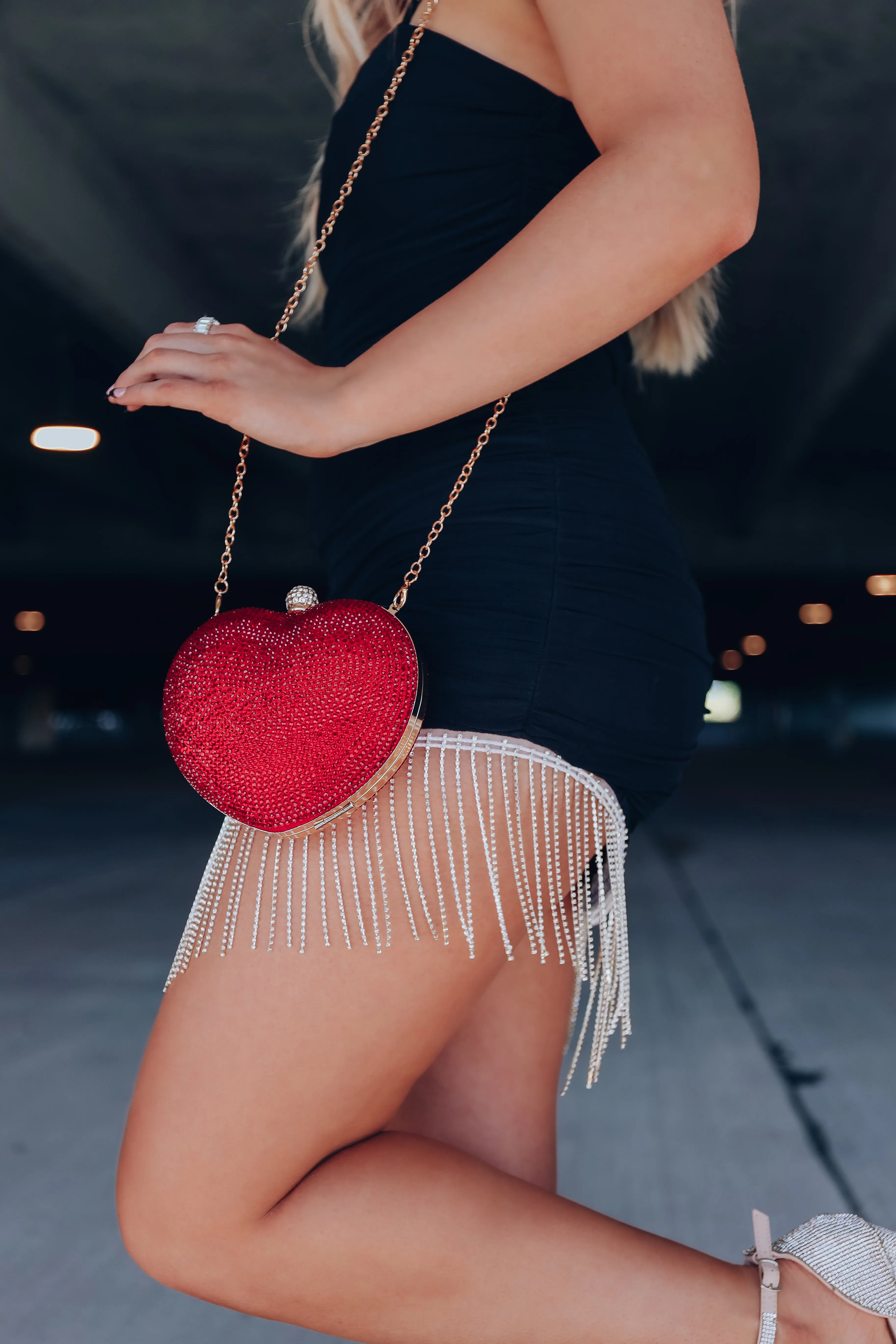 Ignite The Night Rhinestone Ruched Mini Dress