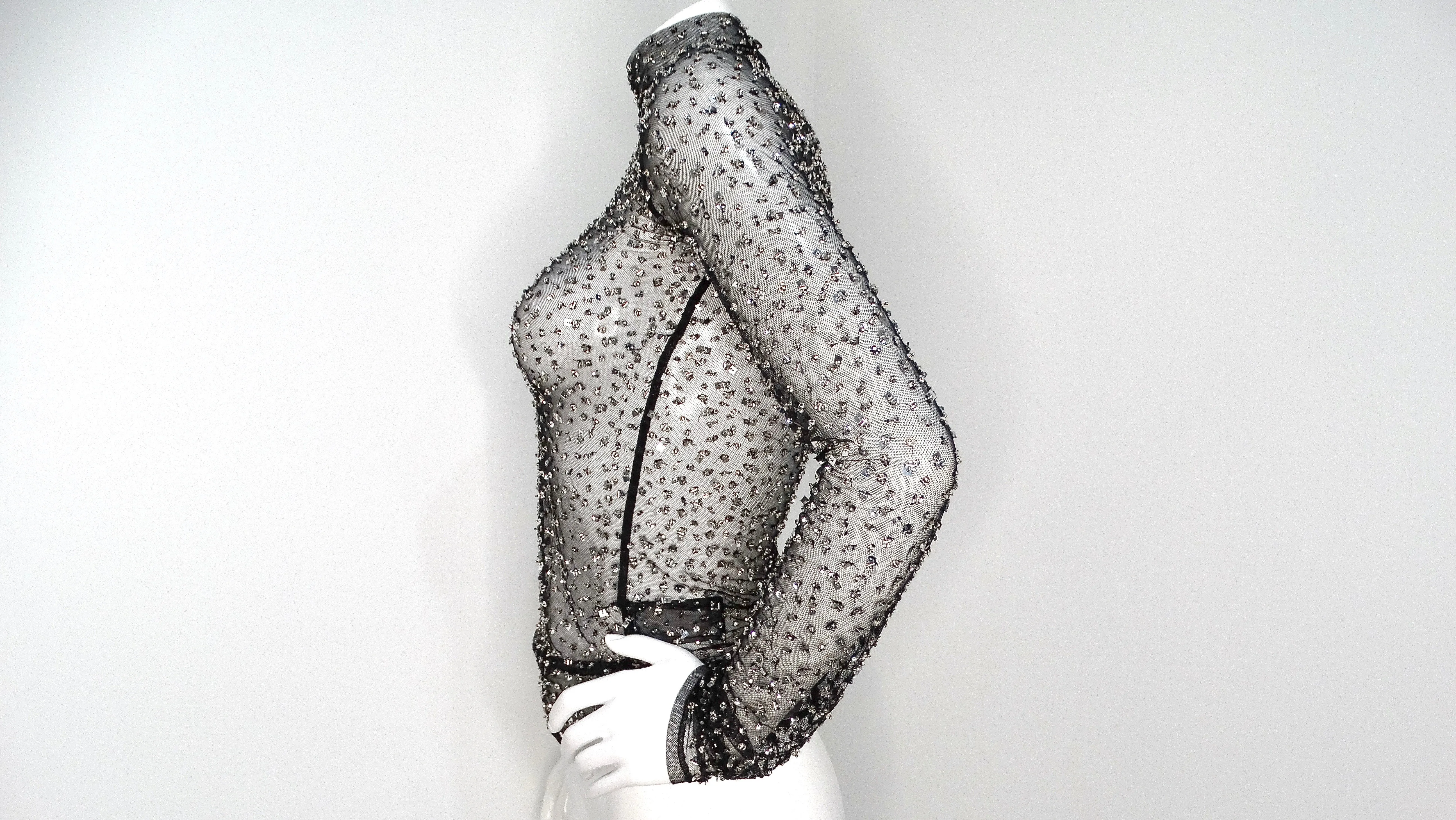 Isabel Marant Todiz Black Sheer Sequins Long Sleeve Top