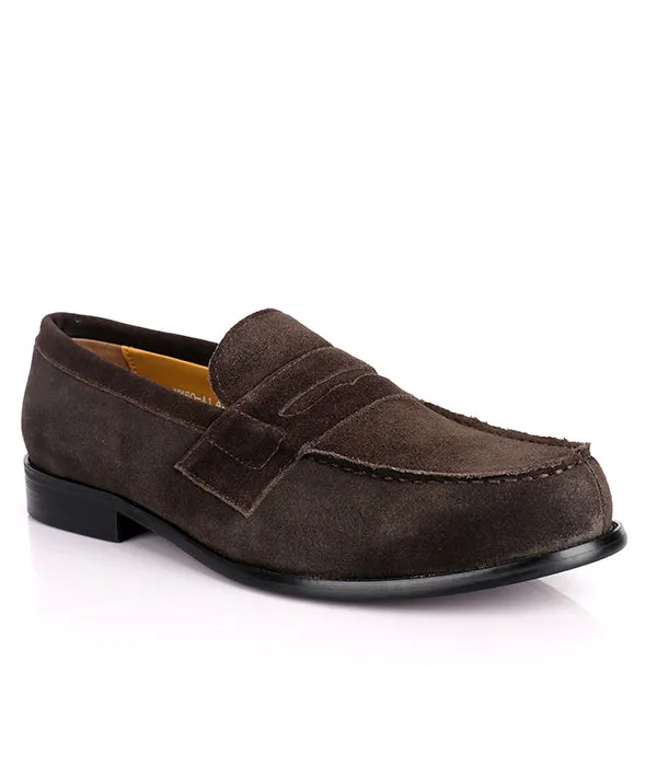 J. M Weston Suede Penny Loafers| Coffee Brown