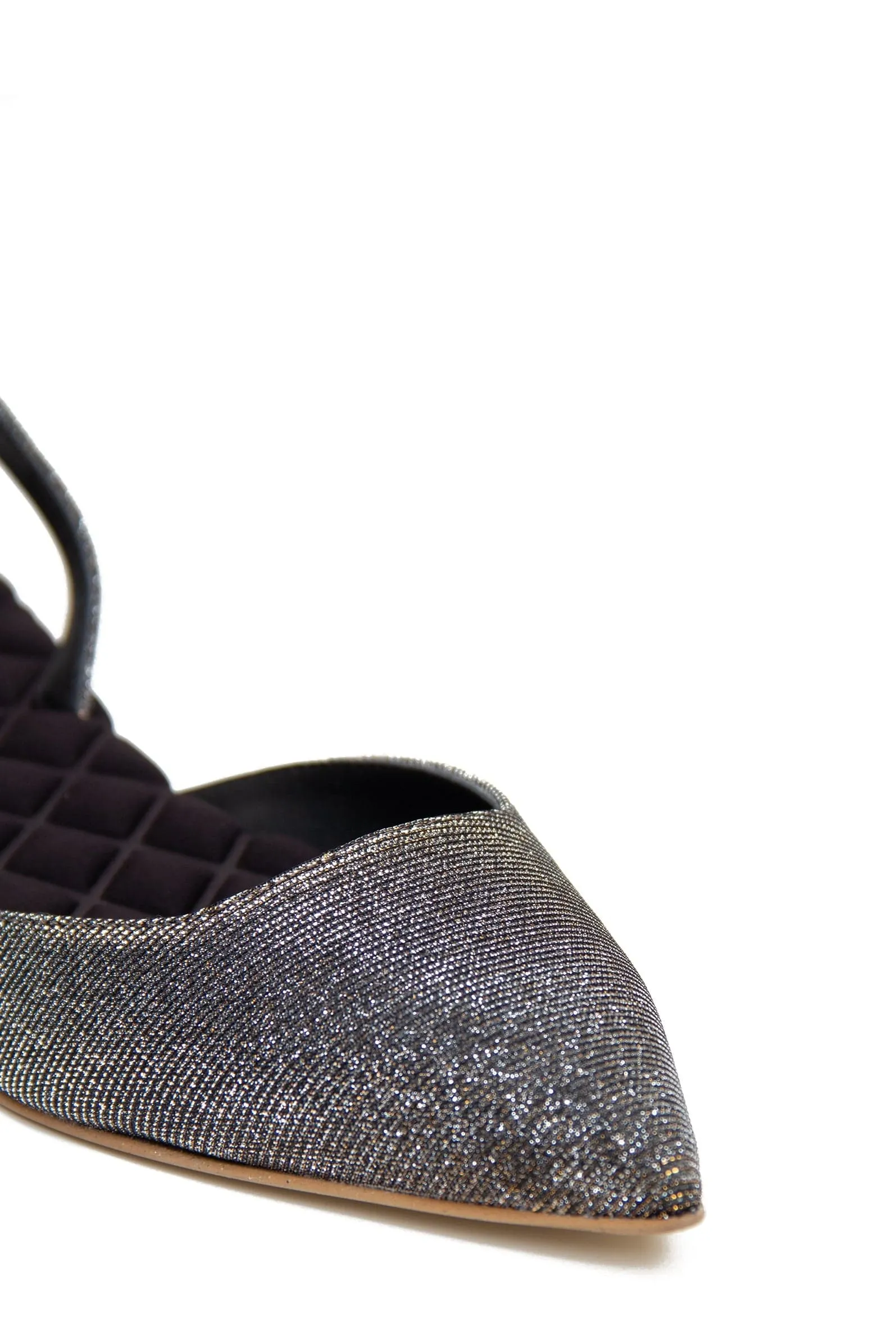 Jackie Cotton Vegan Slingback Flats | Metallic Lurex