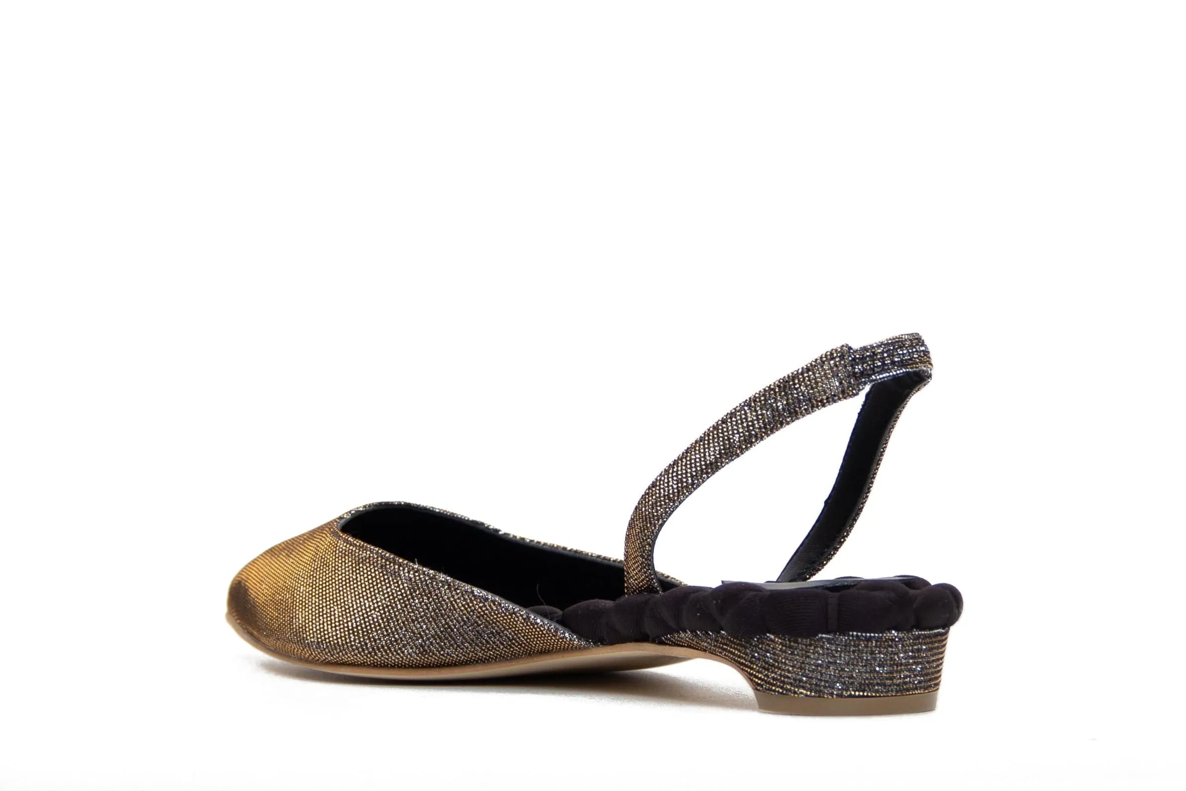 Jackie Cotton Vegan Slingback Flats | Metallic Lurex