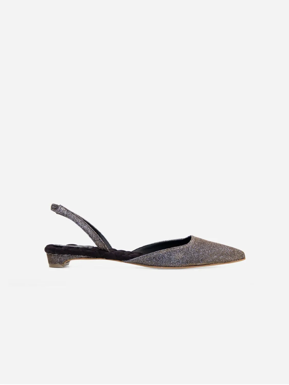 Jackie Cotton Vegan Slingback Flats | Metallic Lurex