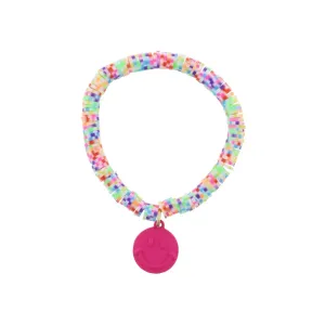 Jane Marie Kids Multi Speckled Rubber Sequin Beaded With Hot Pink Happy Face