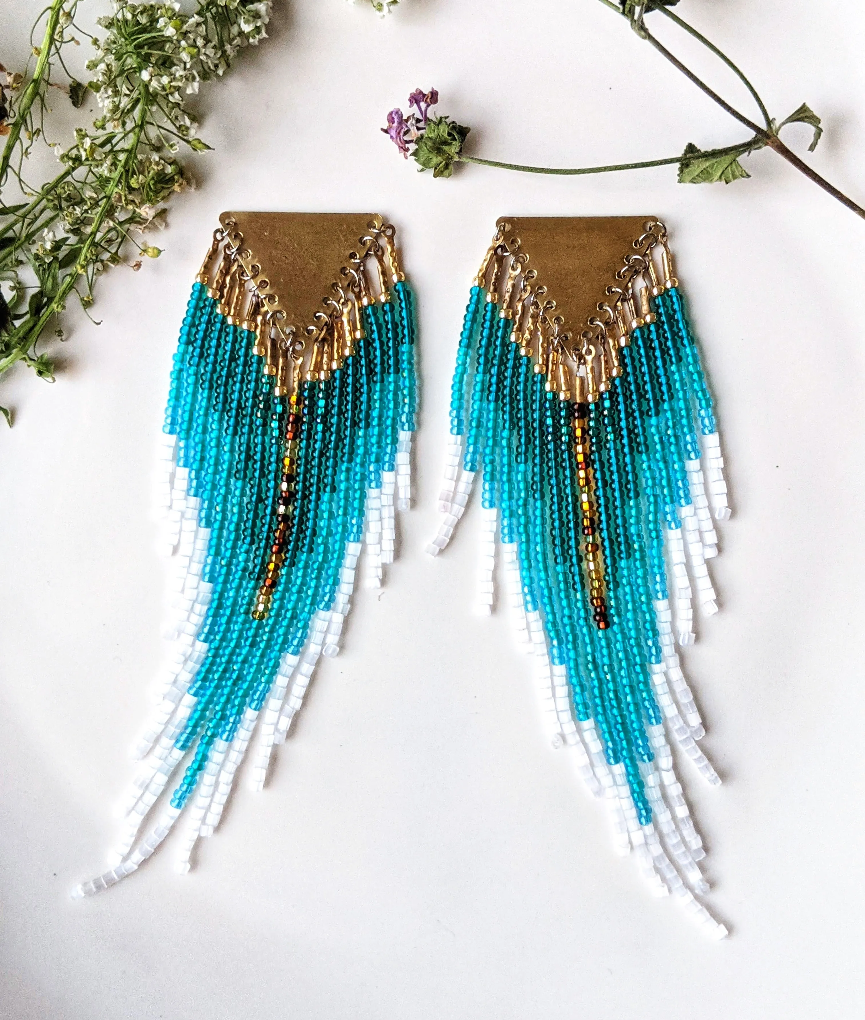 Jane Teal Cascade Beaded Earrings