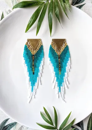 Jane Teal Cascade Beaded Earrings