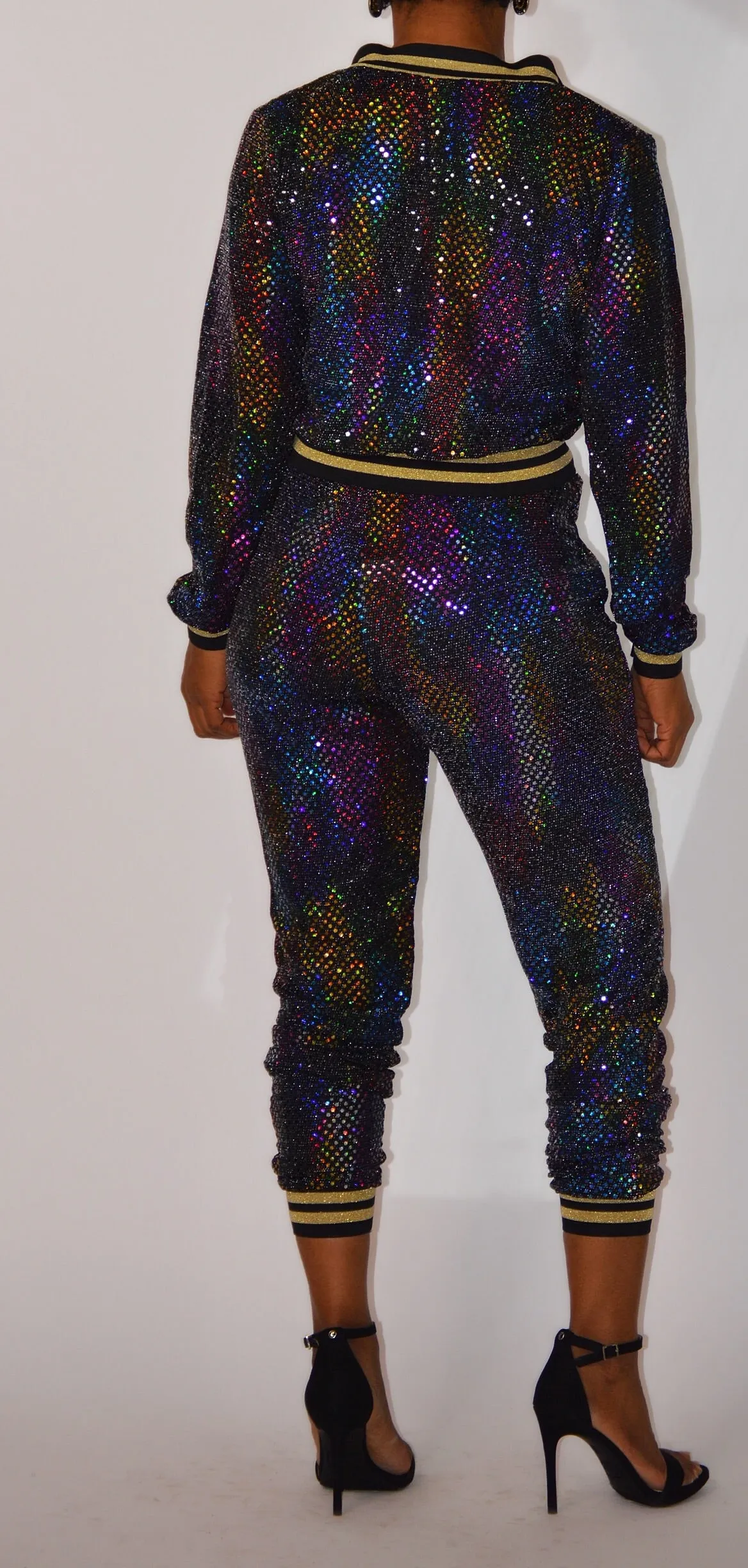 Jen multi-color rhinestone jogger set