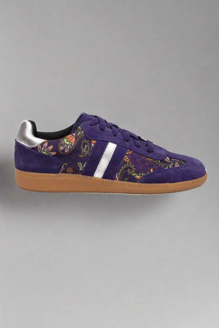 Johnny Was Purple Comono Paisley Suede Sneaker JWS25124