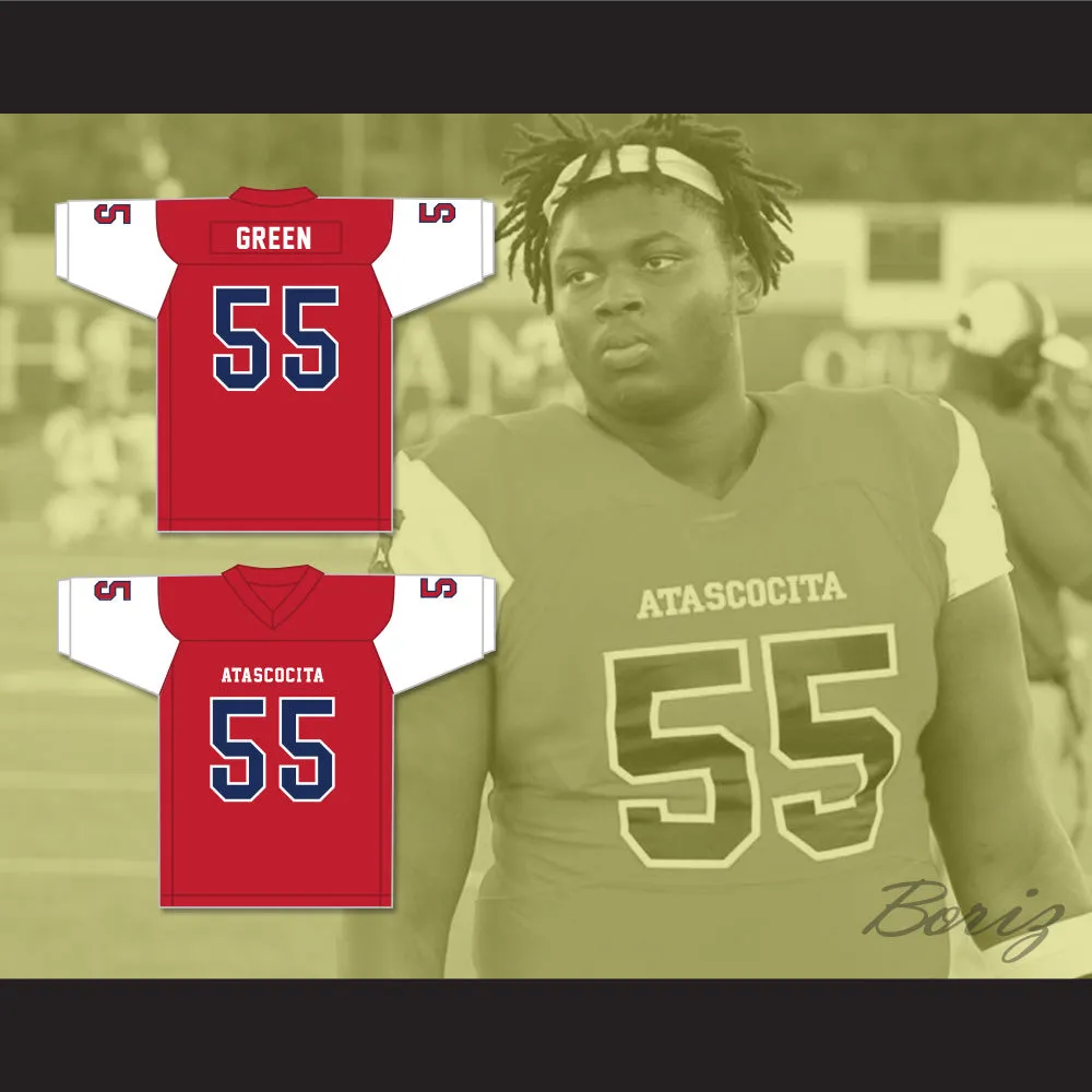 Kenyon Green 55 Atascocita High School Eagles Red Football Jersey 2