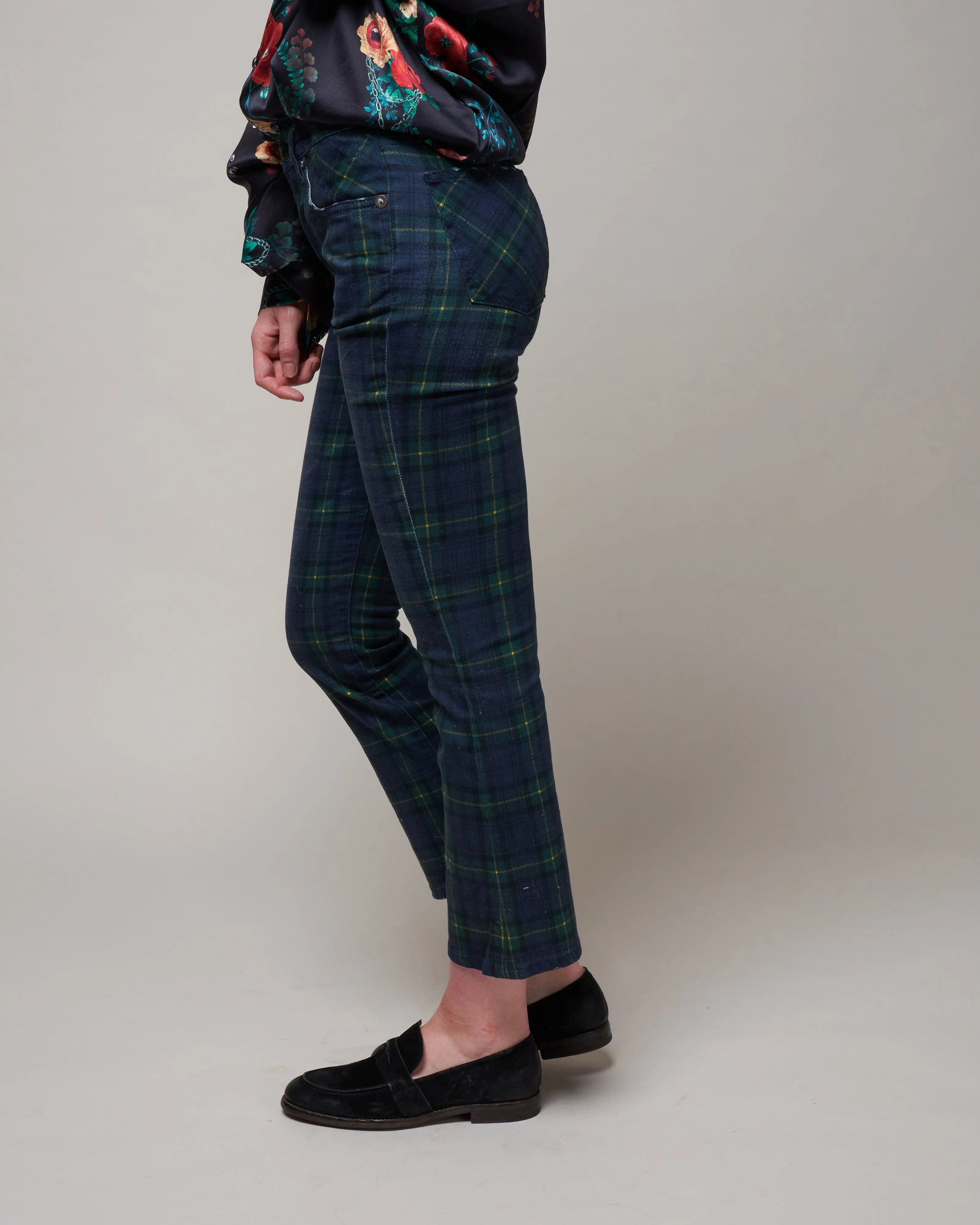 kick fit jean - printed tartan