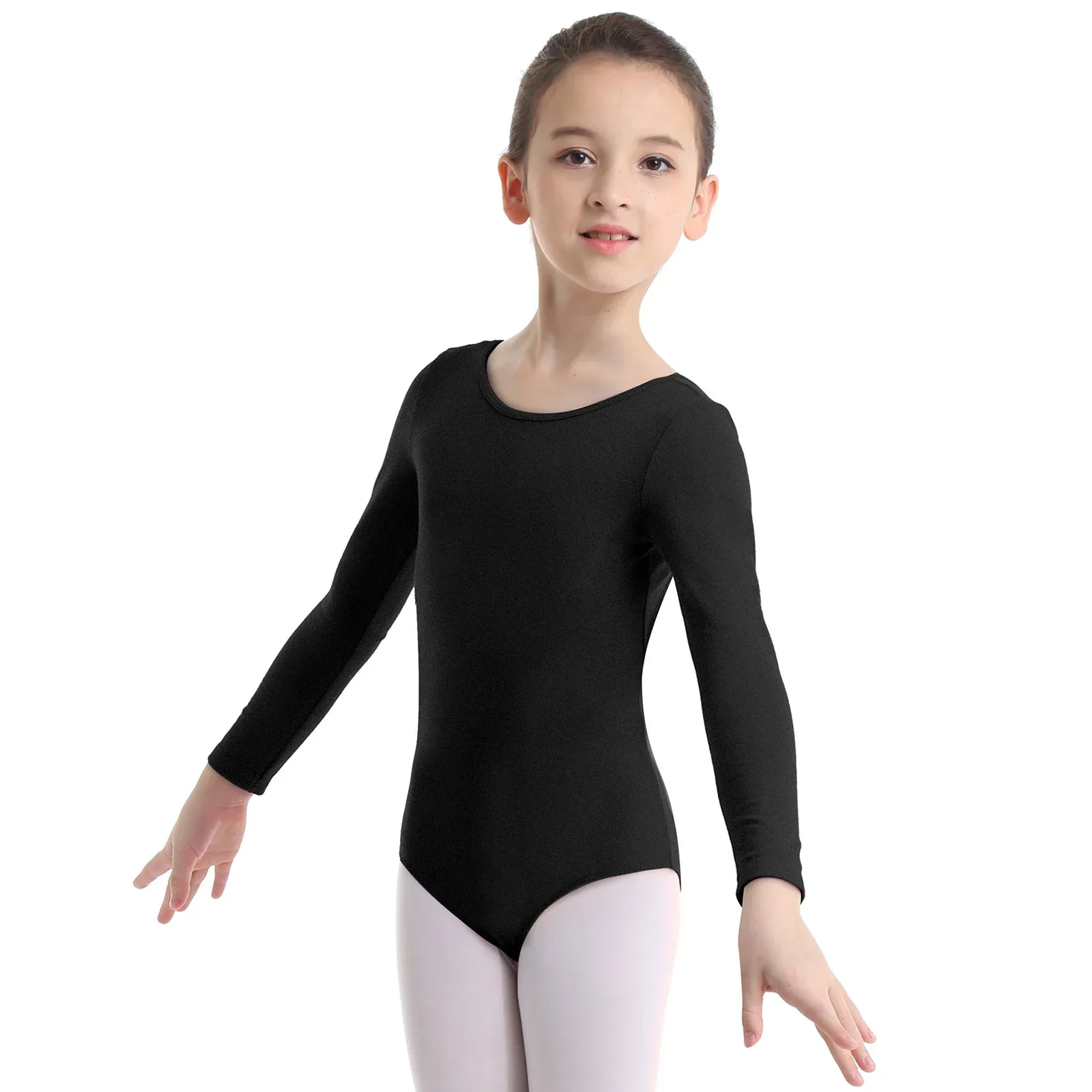 Kids Girls Ballet Leotard: Long Sleeve Solid Color Gymnastics Dance Bodysuit