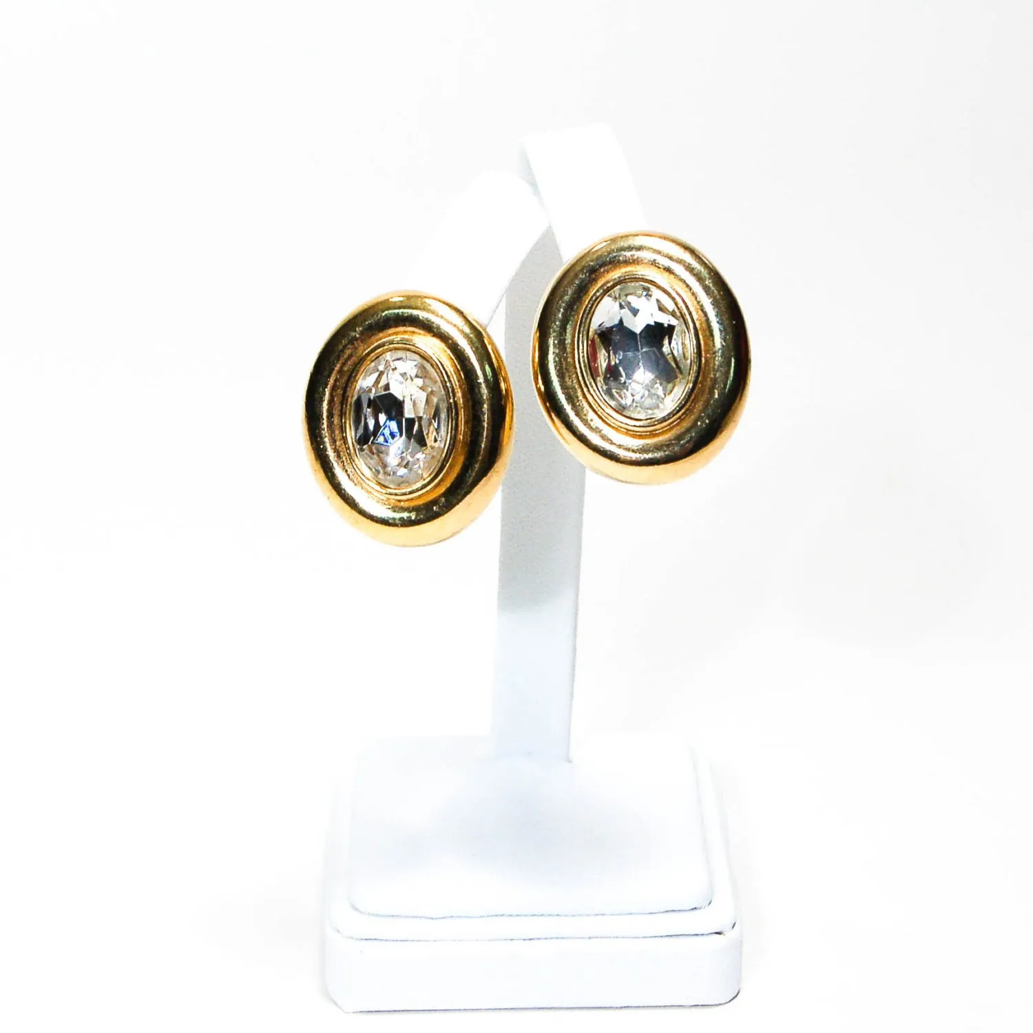 Large Oval Rhinestone Earrings by Givenchy