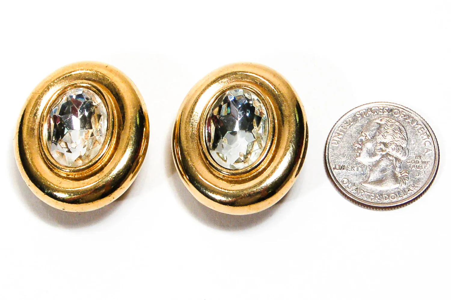 Large Oval Rhinestone Earrings by Givenchy