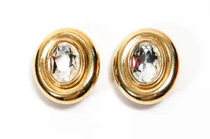Large Oval Rhinestone Earrings by Givenchy