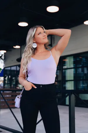 Lavish Rhinestone Strap Bodysuit - Lavender