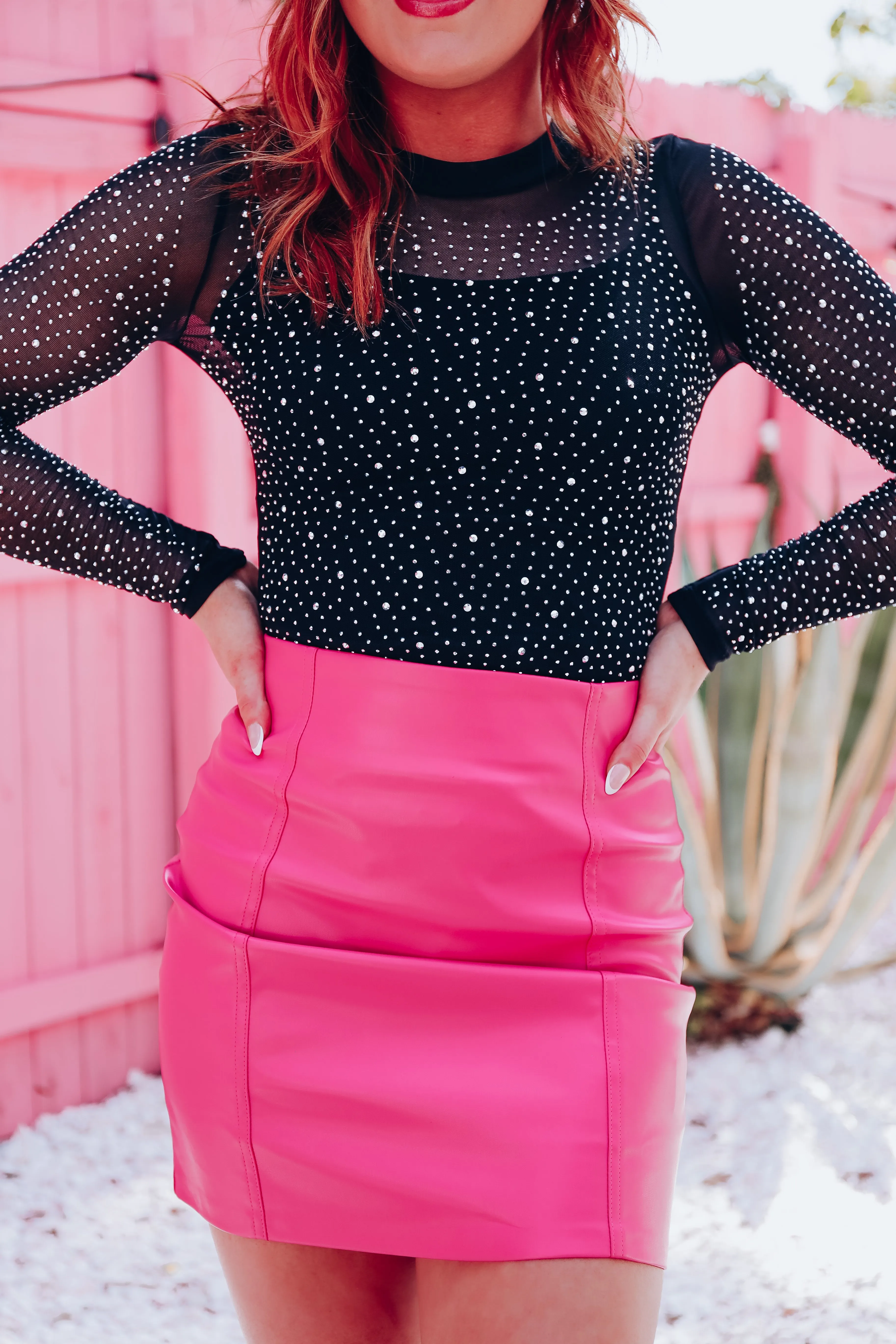 Leave A Little Sparkle Mesh Bodysuit - Black