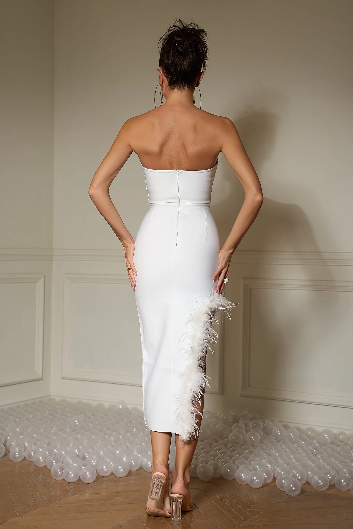 Leilani Stunning Feather White Dress