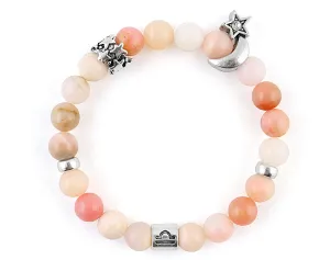 Libra zodiac bracelet with pink opal beads