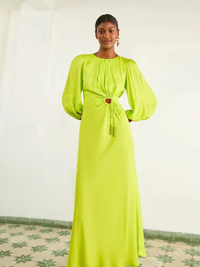 Lime Pipping Midi Dress
