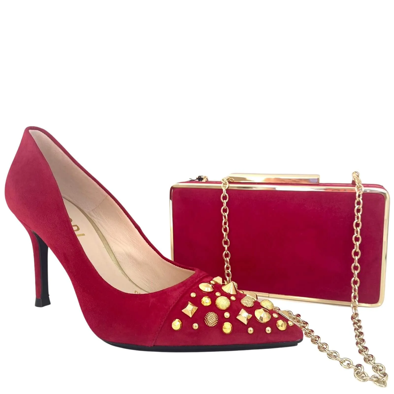 Lodi Deep Pink Suede Box Clutch Bag