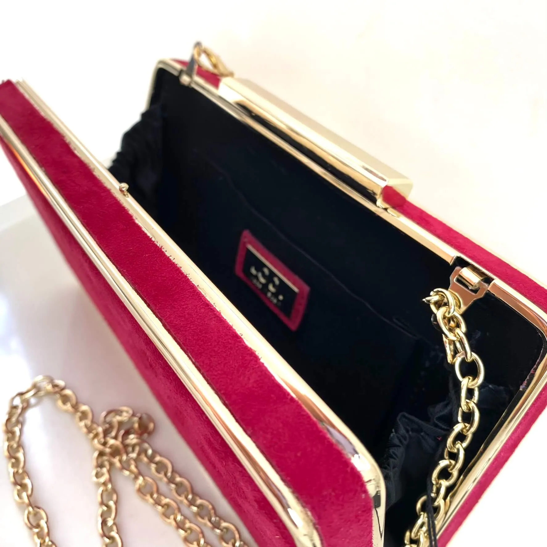 Lodi Deep Pink Suede Box Clutch Bag