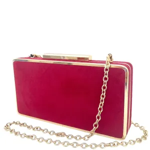 Lodi Deep Pink Suede Box Clutch Bag