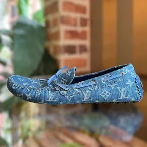 LOUIS VUITTON Blue Denim Monogram Loafer Drivers SZ10.5(11.5US)