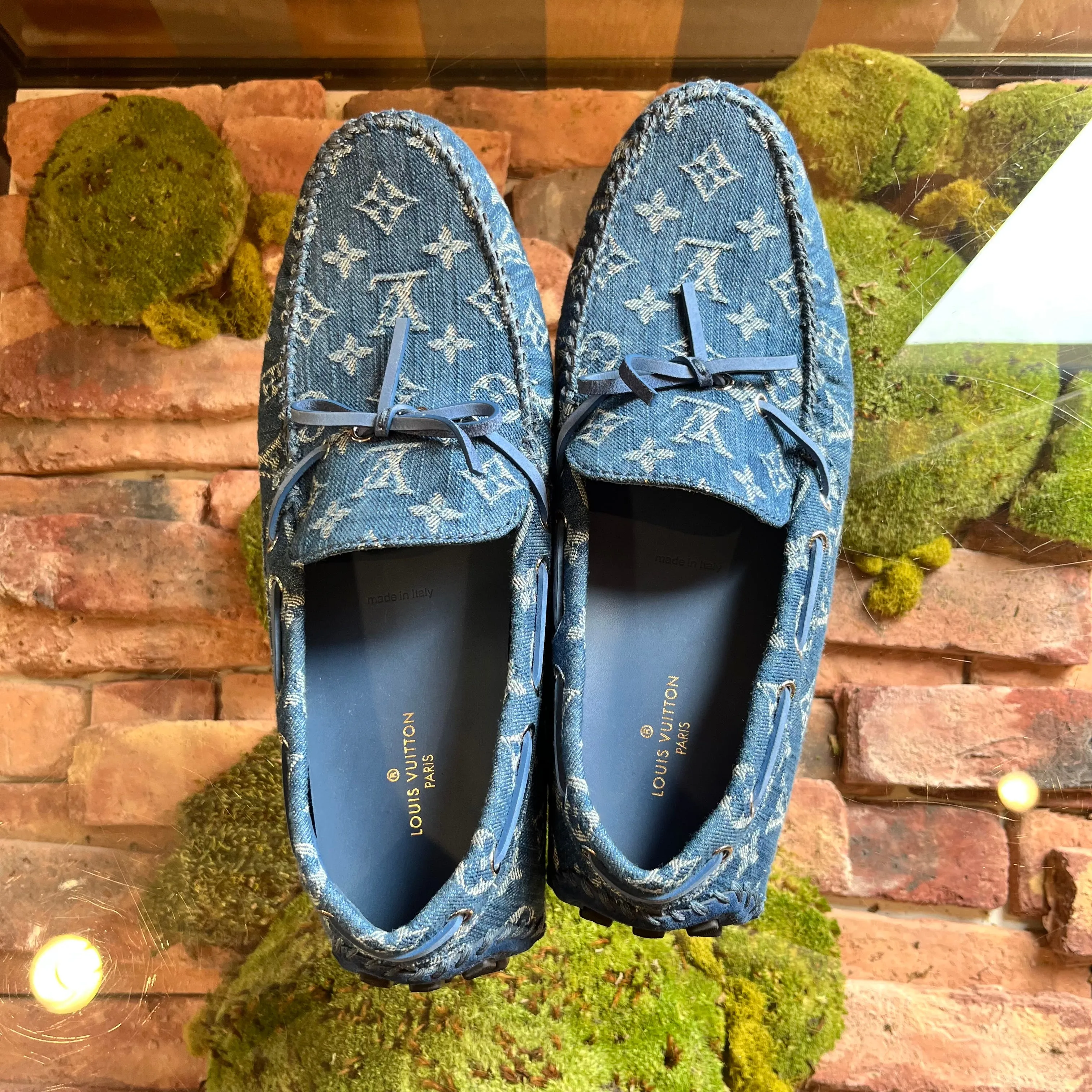 LOUIS VUITTON Blue Denim Monogram Loafer Drivers SZ10.5(11.5US)