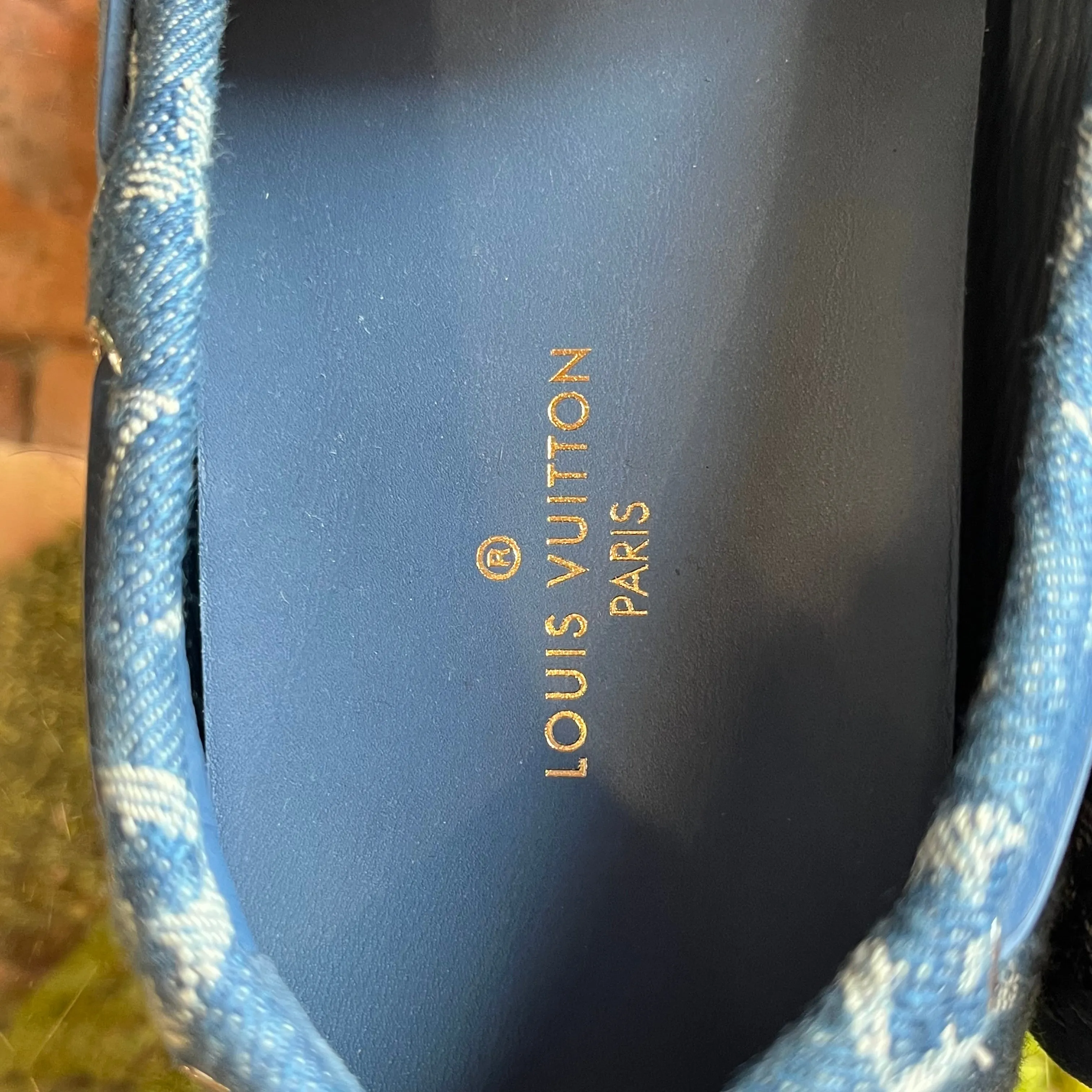 LOUIS VUITTON Blue Denim Monogram Loafer Drivers SZ10.5(11.5US)