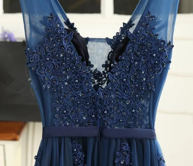 Lovely Tulle Lace Applique Beaded Party Dress, Short Prom Dress