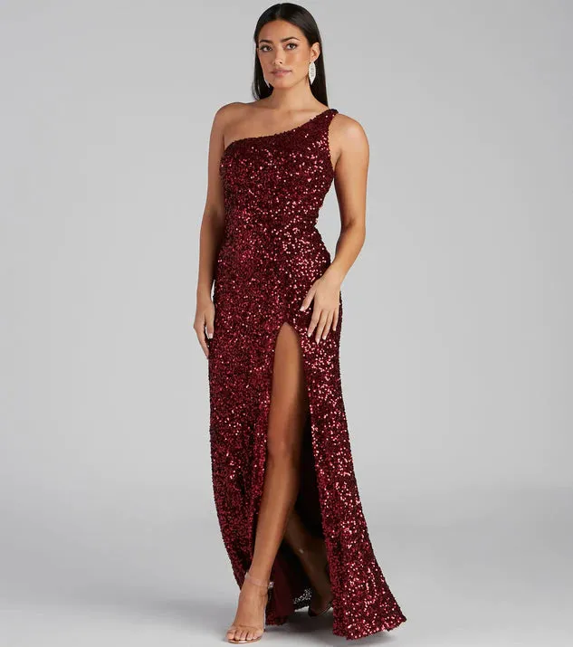 Lyla Formal One Charming Shoulder Sequin Dress