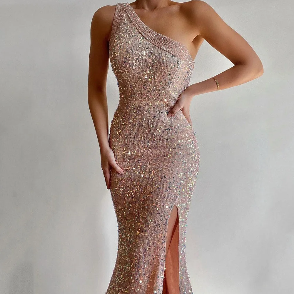 Lyla Formal One Charming Shoulder Sequin Dress
