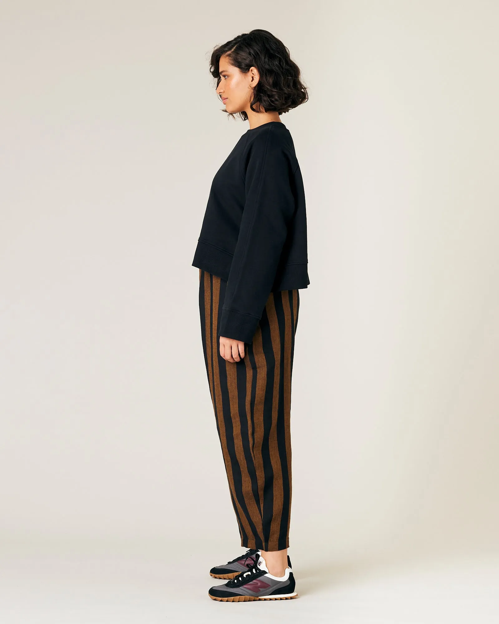 Mabel Rust And Black Stripe Linen Trousers