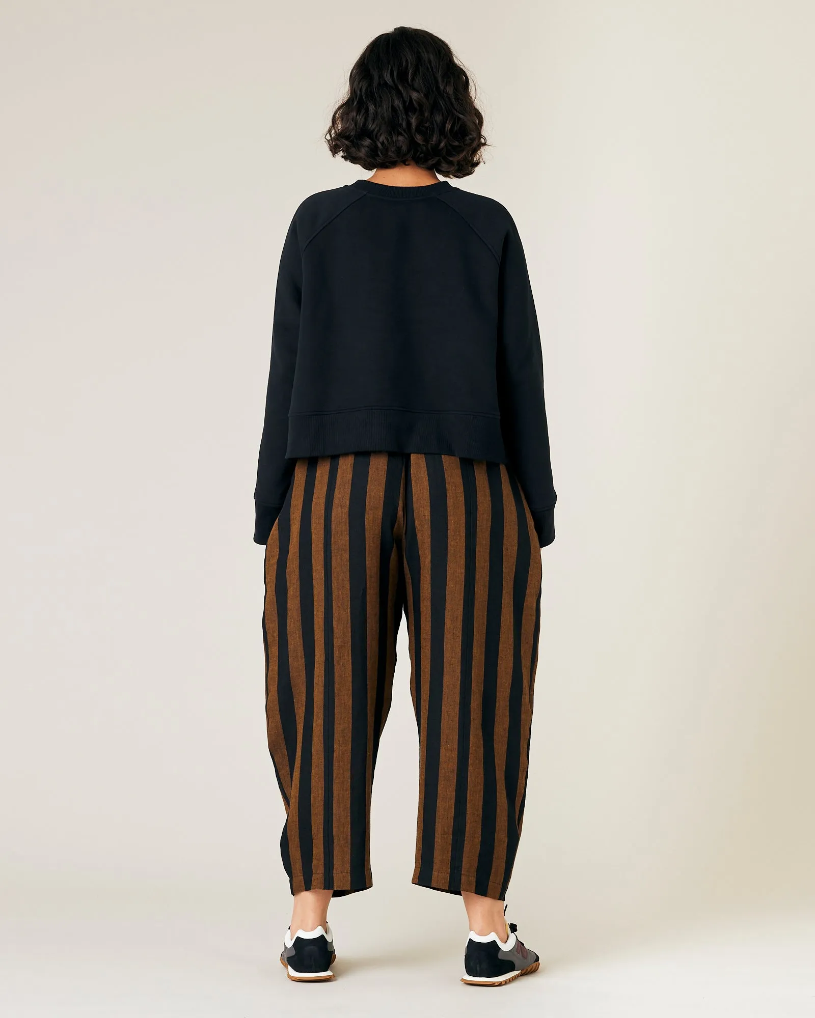 Mabel Rust And Black Stripe Linen Trousers