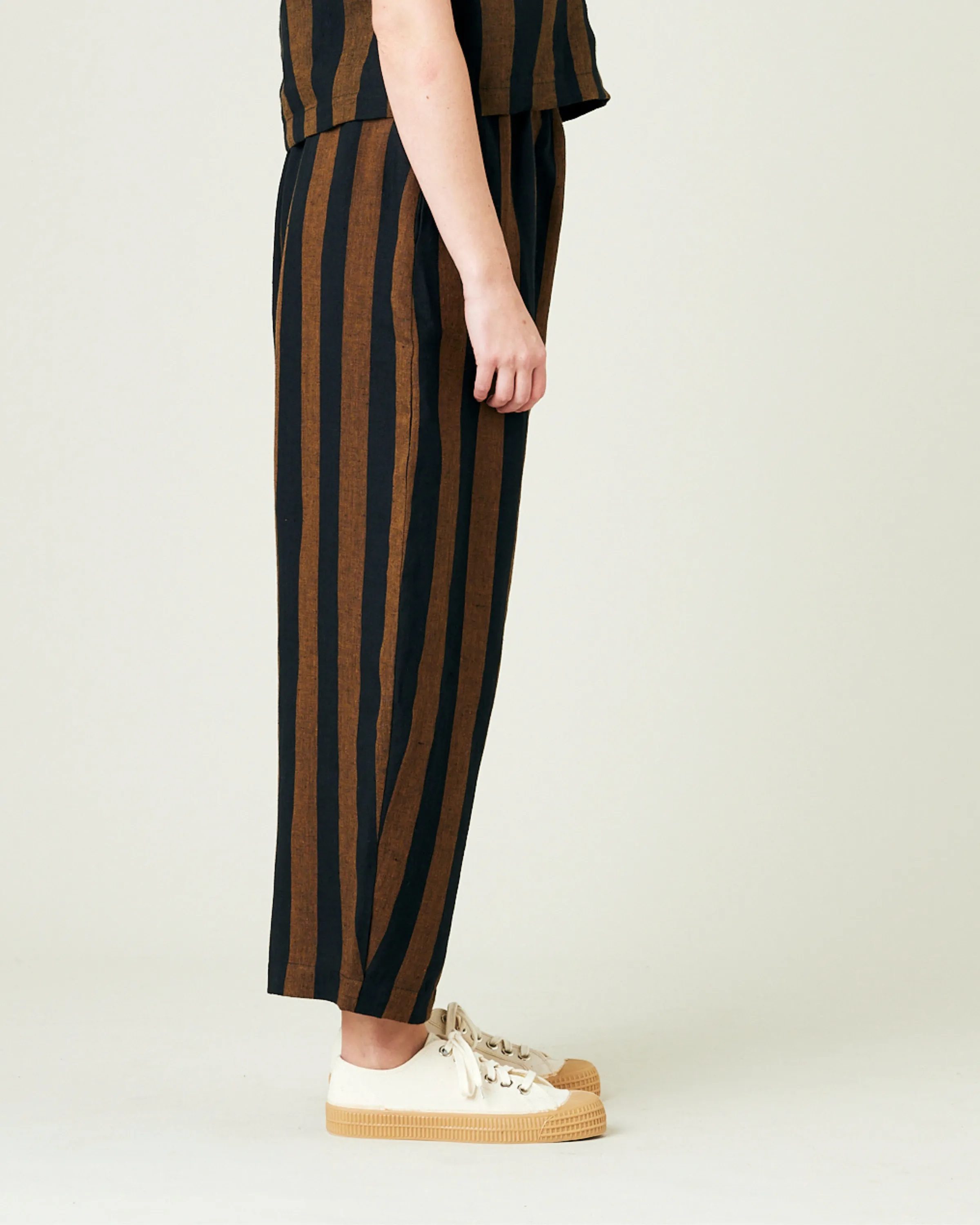 Mabel Rust And Black Stripe Linen Trousers