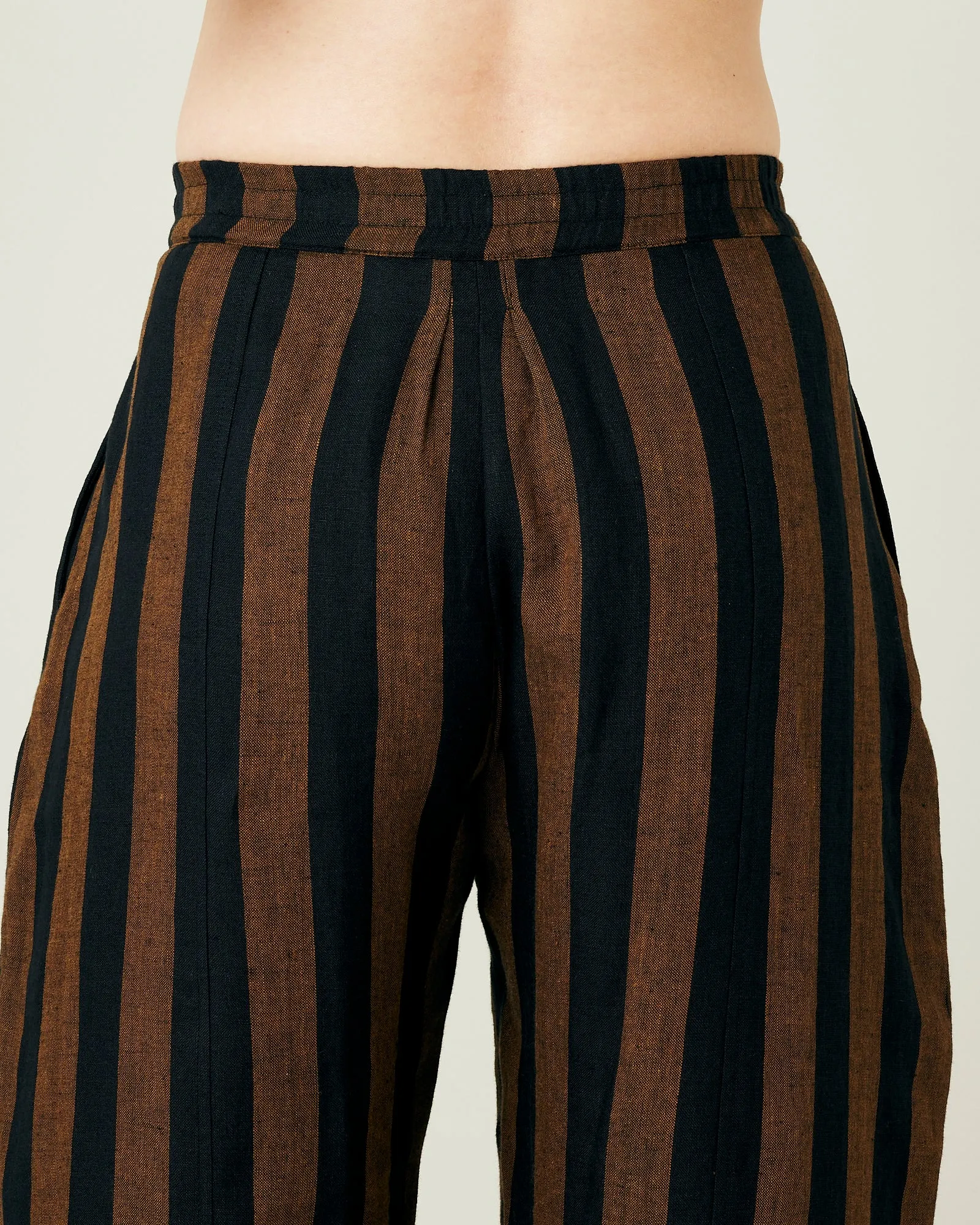 Mabel Rust And Black Stripe Linen Trousers