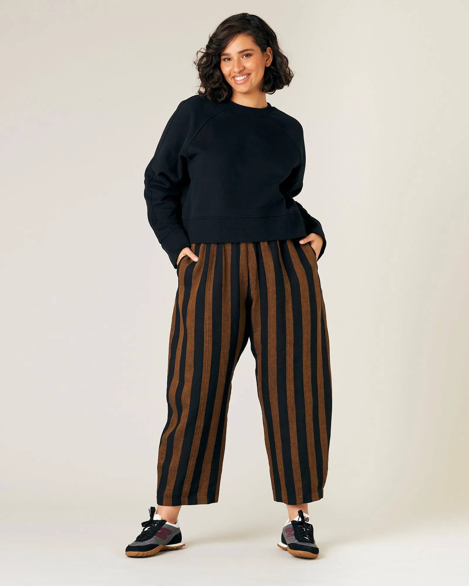 Mabel Rust And Black Stripe Linen Trousers