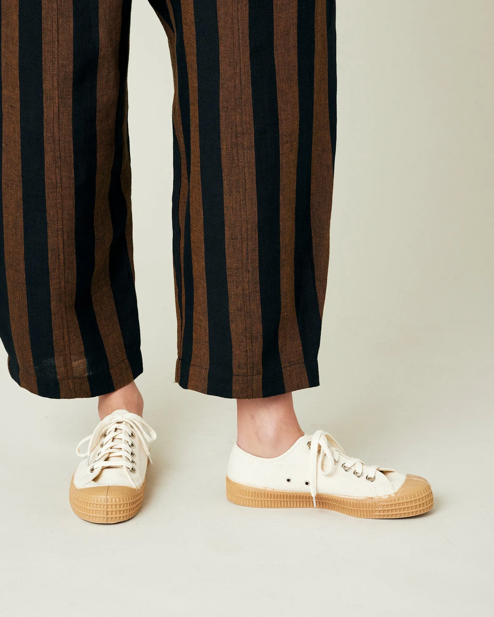 Mabel Rust And Black Stripe Linen Trousers