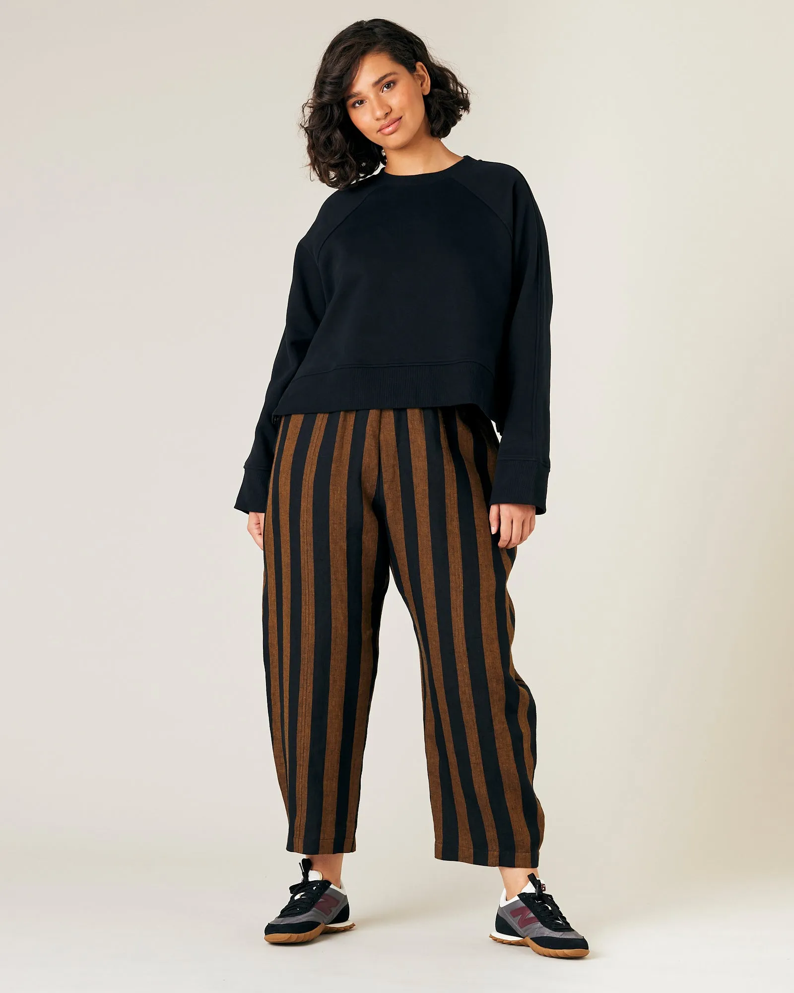 Mabel Rust And Black Stripe Linen Trousers