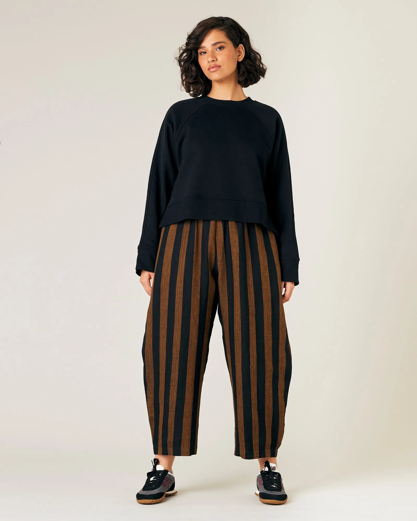 Mabel Rust And Black Stripe Linen Trousers