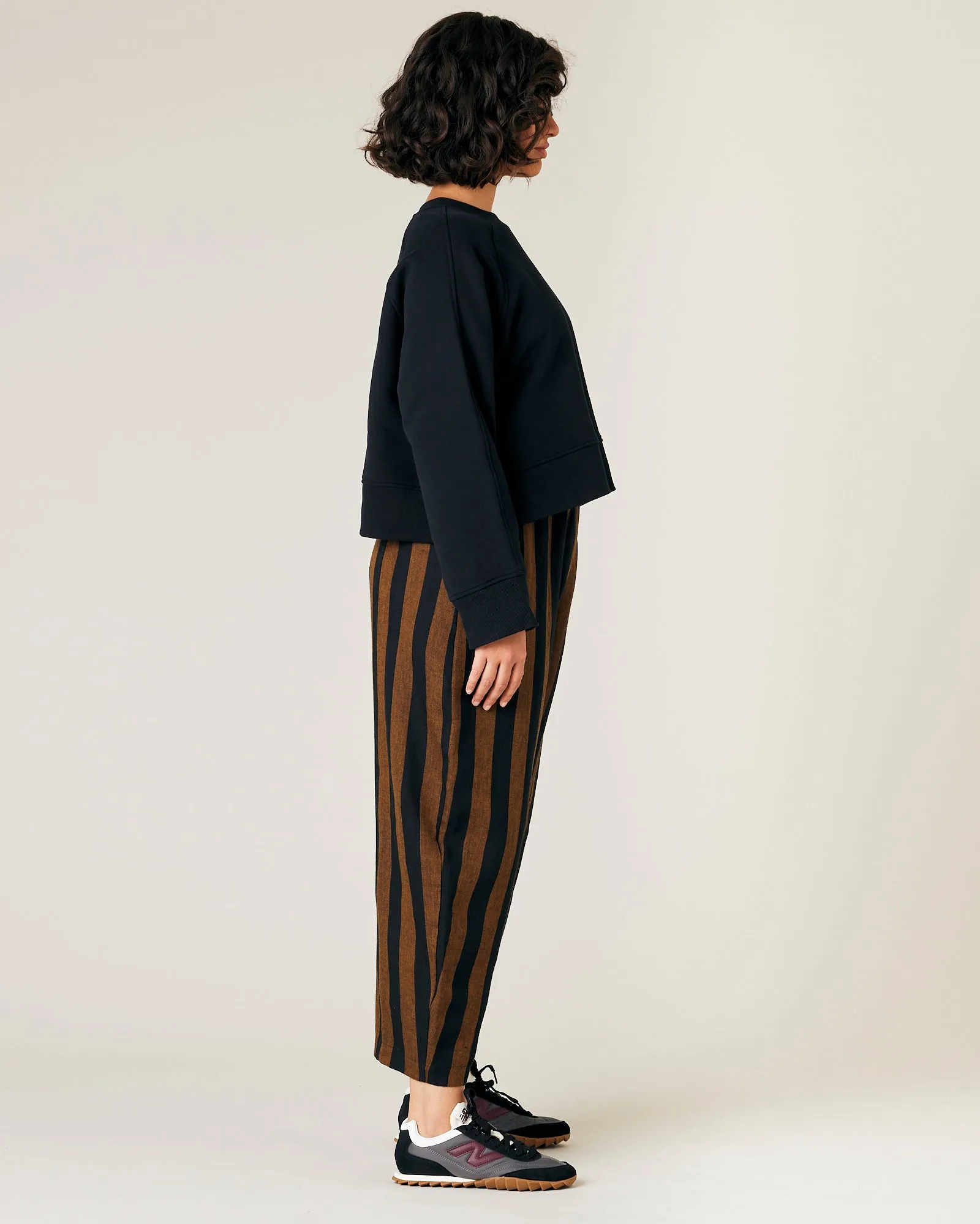 Mabel Rust And Black Stripe Linen Trousers